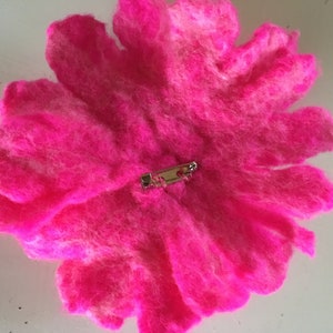 Lovely pink peony wool flower handmade peony wet felt flower vegan rose hair pin sweather pin save pin for shawl gift for her image 3