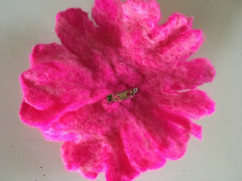 Lovely pink peony wool flower handmade peony wet felt flower vegan rose hair pin sweather pin save pin for shawl gift for her image 3