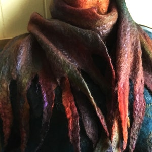 Handmade Rainbow Merino Cashmere Cobweb Scarf: Soft Felted Art Wool