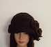 Handmade hat boho hat felted cloche brown felt cloche hat unique hat woman hat hats women hat with flowers art deco ready to ship 