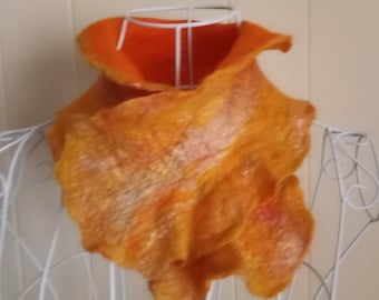 Womens accessories. Handmade Ombre Wool Scarf: Ruffled  Embelished Textured Scarf