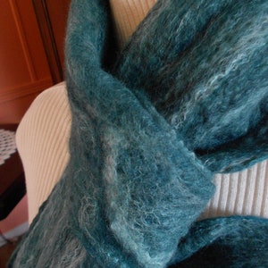 Long Women Scarf Green Scarf Felt Scarf Wool Wrap Handmade scarf Unique scarf Merino Wool Scarf Soft Shawl  Lightweight Scarf Wool Gift