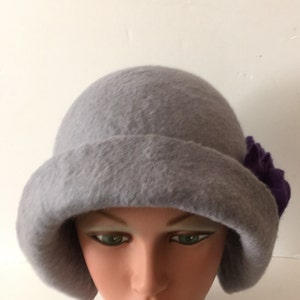 Handmade hat wet felted hat gray hat boho hat felted cloche 1920 hat felt cloche hat unique hat trend women&quot;s hat art deco