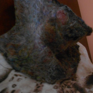 Handmade snood lace cobweb snood wet felted neckwarmer hippie snood wool cowl wool scarf art deco