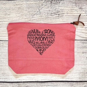 Mom Cosmetic Pouch, Mom Makeup Bag, Zipper Pouch, Travel Bag, Accessory Pouch, Gift for Mom, Mother&#39;s Day Gift, Mom Canvas Bag, Mom Word Art