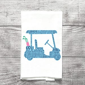 Golf Cart bedrucktes Geschirrtuch, Golf Cart Küchentuch, Golf Geschenke für Frauen, Gastgeber Geschenk, Adretter Golf Handtuch, Baumwolle Geschirrtuch, Golf Dekor