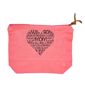 Mom Canvas Bag, Gift for Mom, Mother&#39;s Day Gift, Cosmetic Pouch, Mom Zipper Pouch, Mom Word Art, Accessory Pouch, New Mom Gift, Mom Bag