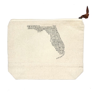 Florida Canvas Tasche, Florida Wort Wolke Tasche, Make Up Organizer, Florida Reisetasche, Karte von Florida, Bundesstaat Florida Geschenk