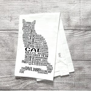 Cat Mom Tea Towel, Flour Sack Tea Towel, Cat Printed Dish Towel, Cotton Tea Towel, Word Art, Cat Lovers Gift, Cat Kitchen Towel