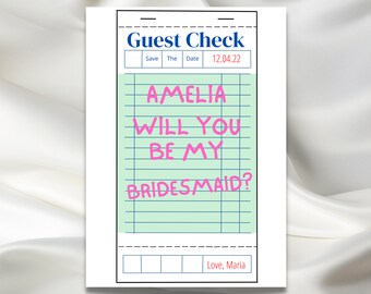 Guest Check Bridesmaid Proposal Template, DIY, Have a Great Day, PopArt, Guest Check Poster, Retro Modern Art, Will you be my bridesmaid