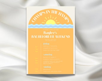 Hamptons Beach Bachelorette Invitation Template | Champs in the Hamps Party | Digital Download Invitation | Customizable Template | Tropical
