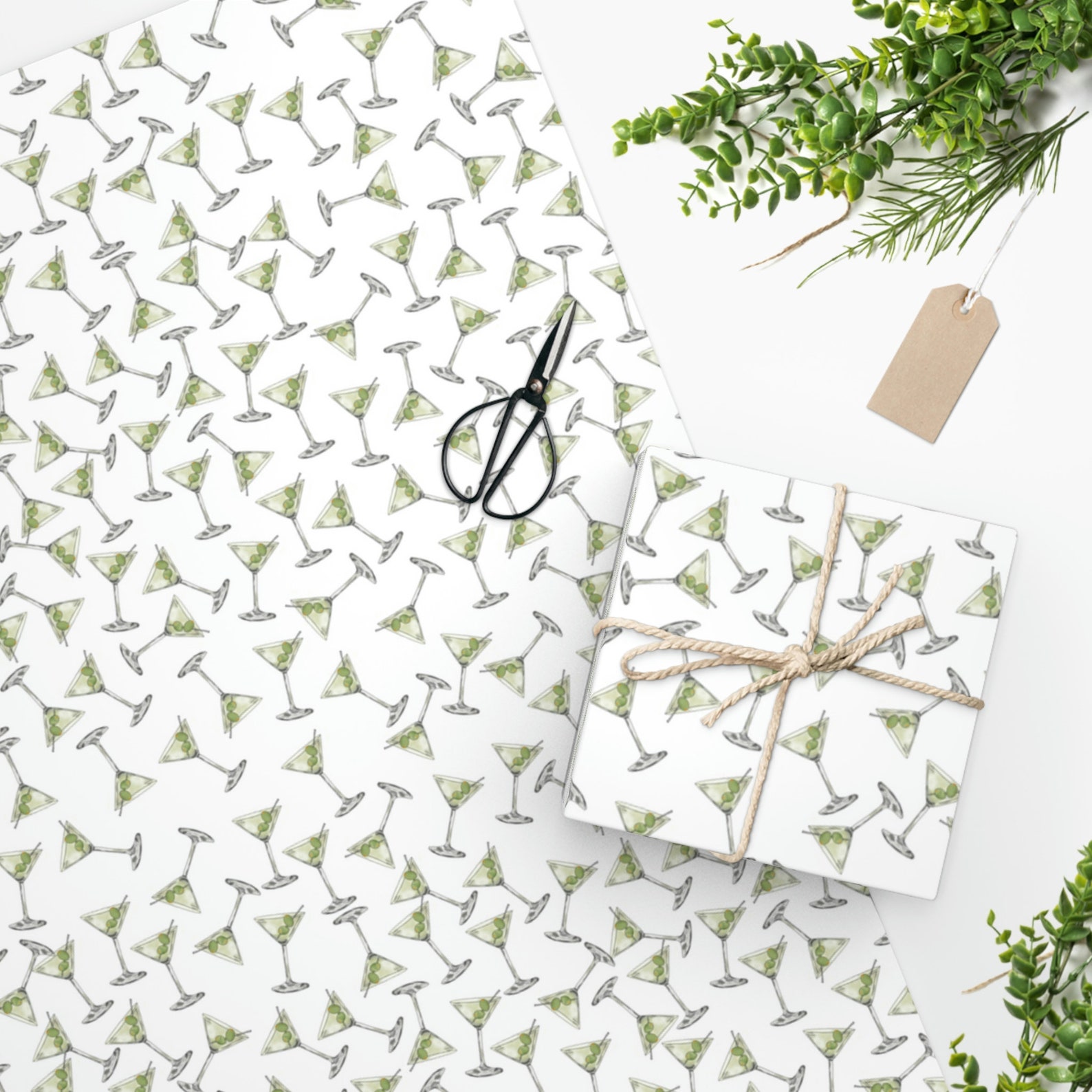 Dirty Martini Cocktail Wrapping Paper Martini and Olives Etsy
