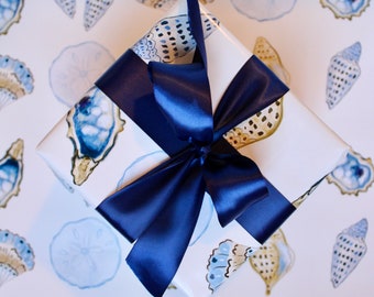 Sea Shell Beach Theme Wrapping Paper, Summer Gift Wrapping, Nautical Wrapping Paper, Ocean Gift wrap, Beach Birthday Party Theme, Watercolor