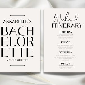 Neutral Modern Bachelorette Invitation Template, DIY, Minimalist Bride, Classy, Edgy, Trendy Invite, Weekend Itinerary, Hen Party, Instant