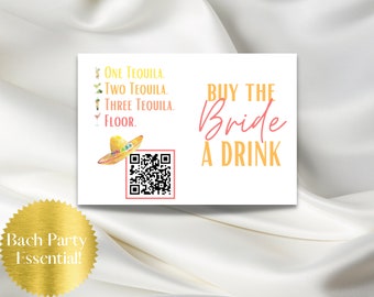 Modèle d'autocollant Venmo de code QR Final Fiesta Bachelorette | Achetez un verre à la mariée | Bach Party Essential Téléchargement instantané | Autocollant imprimable