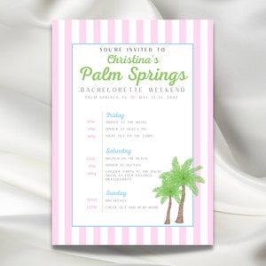 Palm Springs Bachelorette Invitation Template, Palm Trees Party, Digital Download, Customizable, Palm Spring Before the Ring, Beach Weekend