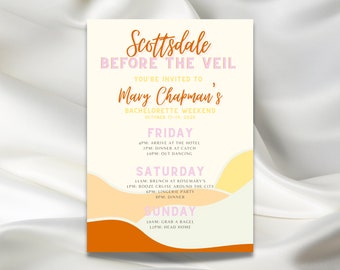 Scottsdale Before The Veil Bachelorette Invitation Template | Digital Download Invitation | Desert, Hiking, Girls Weekend, Joshua Tree