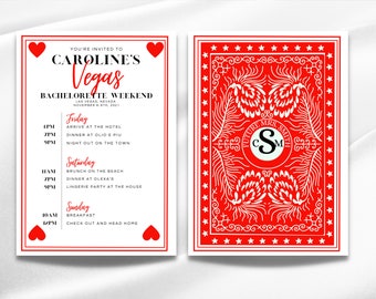 LAS VEGAS Playing Card Bachelorette InviteTemplate, Jackblack, Gambling, Casino, Deck of Cards, Queens of Hearts, Digital Download poker