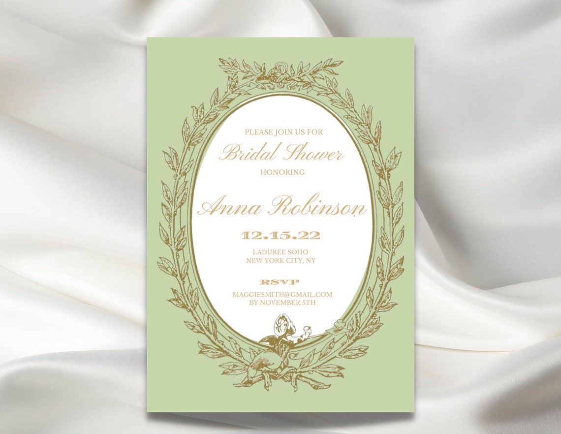 French Inspired Bridal Shower Printable Invitation Digital - Etsy