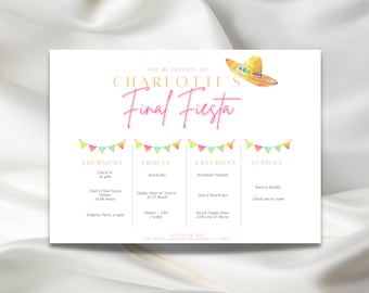 Final Fiesta Beach Bachelorette Invitation Template | Tropical Bachelorette Invite | Digital Download Invitation | Customizable Template 7x5