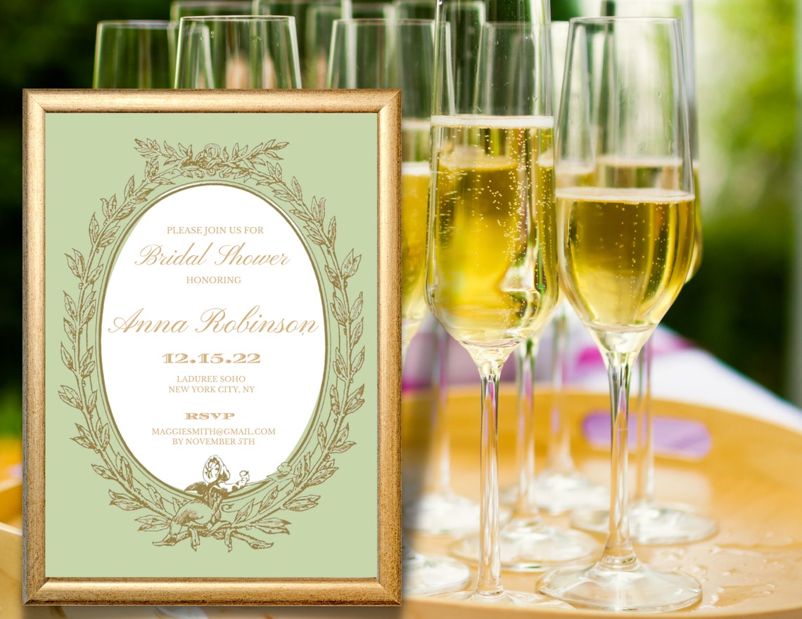 French Inspired Bridal Shower Printable Invitation Digital | Etsy