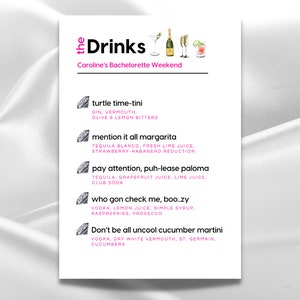 Housewives Bar & Cocktail Menü Vorlage | Echte Hausfrauen Party | Digitaler Download | Individualisierbar | DIY, Bravolebrity, Andy Cohen, Printable