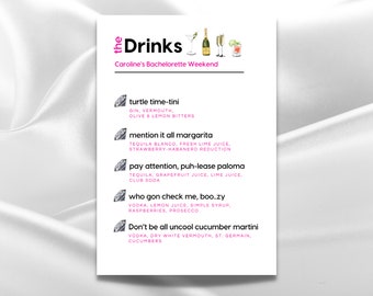 Housewives Bar & Cocktail Menu Template | Real Housewives Party | Digital Download | Customizable | DIY, Bravolebrity, Andy Cohen, Printable