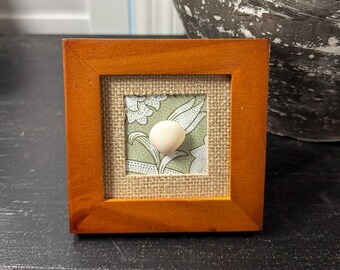 Handpicked Shell on William Morris Floral Background | 4x4 Frame | Home Decor | Vintage