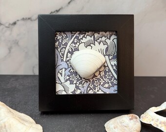 William Morris Seashell Art | 4x4 Frame | Home Decor | Coastal/Vintage