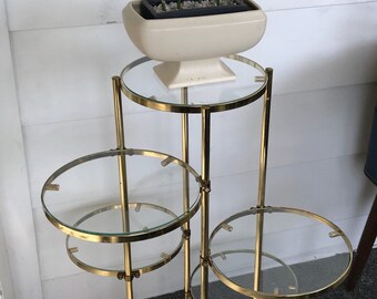 Vintage Gold & Glass 6 Tier Plant Stand