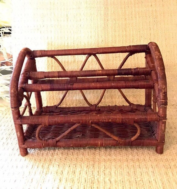 Vintage Wicker Desk Organizer Etsy