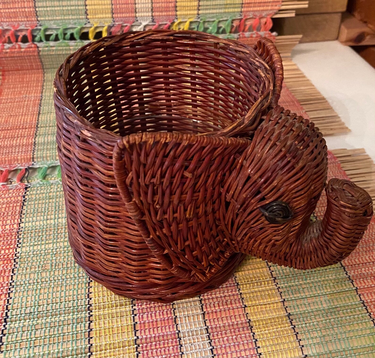 Wicker Elephant Planter Basket Etsy