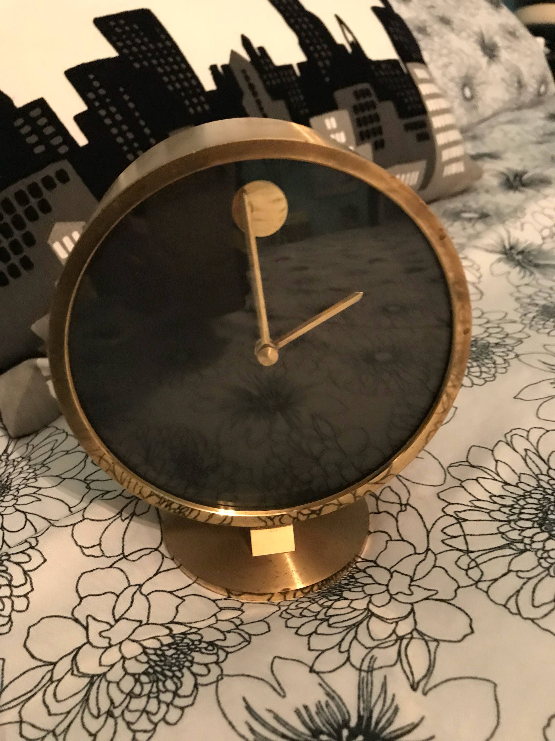 Mid Century Modern Brass Clock Etsy