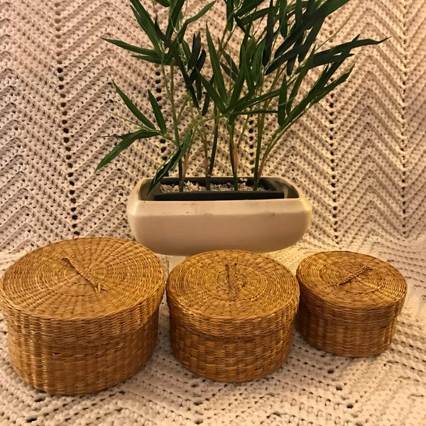 Vintage Wicker Stacking Baskets