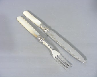 Silver Plated Fruit Knives & Forks With Mother Of Pearl Handles For 12 -  Decorative Collective