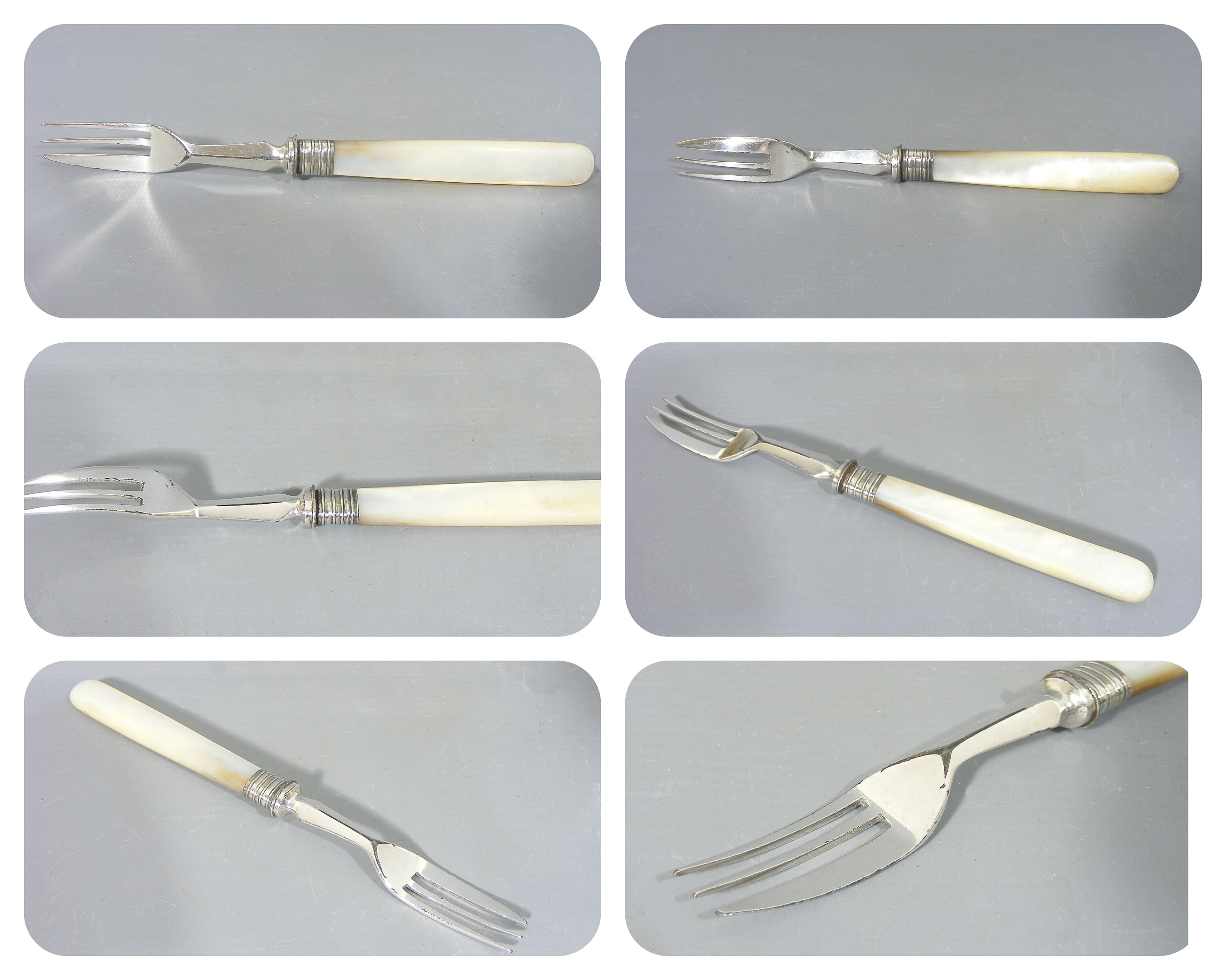 Silver Plated Fruit Knives & Forks With Mother Of Pearl Handles For 12 -  Decorative Collective