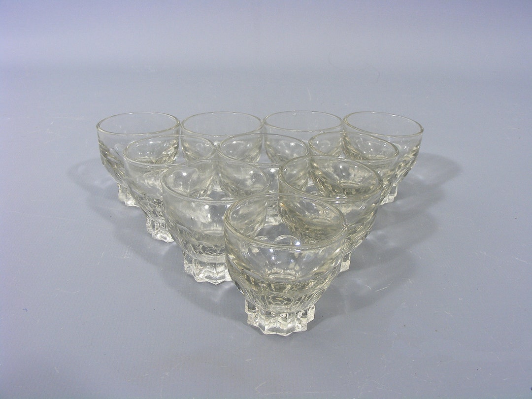 Set of Ten Vintage French Shot Glasses Clear Glass Shot Etsy