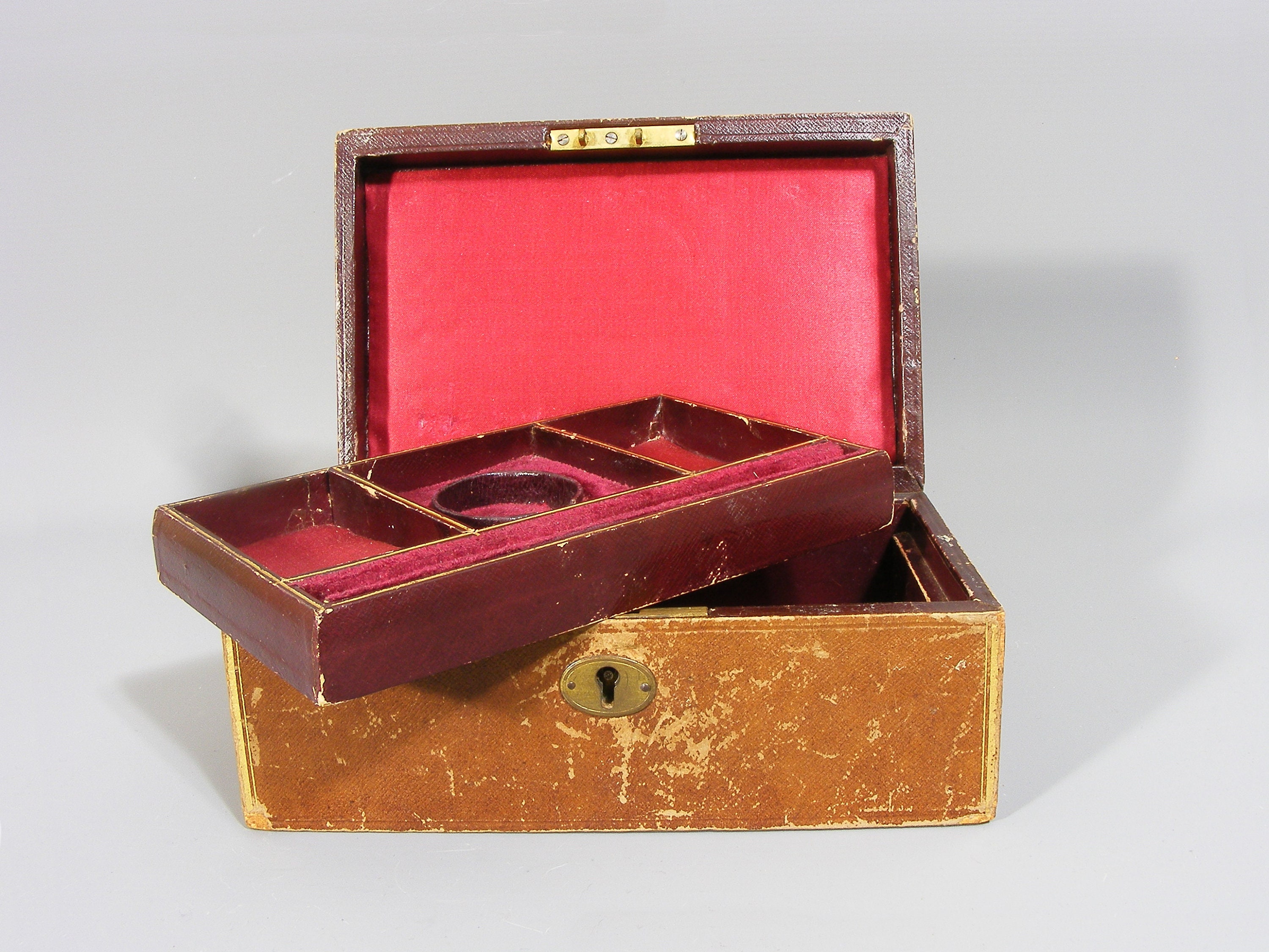 Antique Leather Jewellery Box Jewellery Box Vintage Etsy