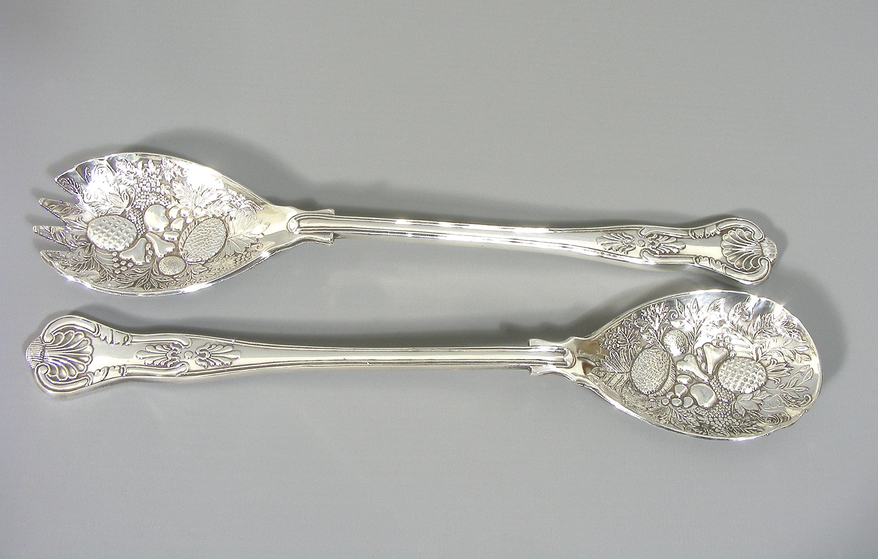 Vintage Silver Plate Salad Servers Kings Pattern Serving Etsy