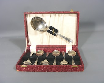 Vintage Boxed Spoon Set, Dessert Spoon Set, Nickel Plated Spoon Set, Sipelia Berry Fruit Spoons, Seven Piece Spoon Set, Free UK Postage