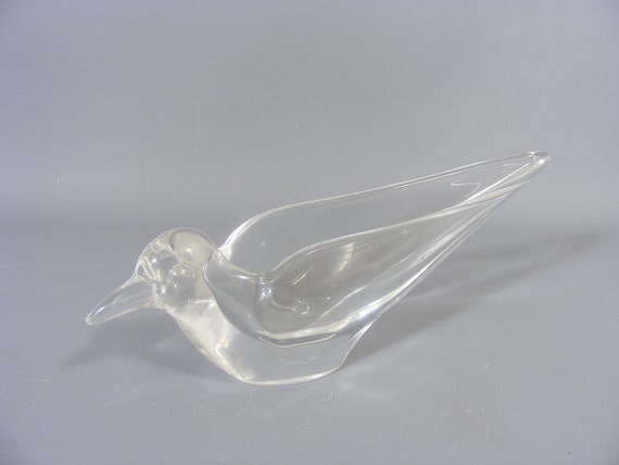 Lead Crystal Art Vannes Glass Bird, Bird Figure, French Art Glass