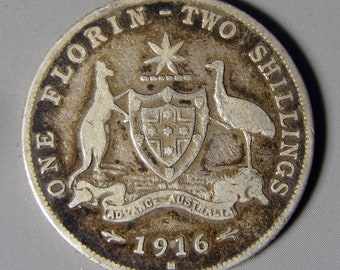 Antike Münze ~ Australischer Splitter Florin 1916 ~ Australien ~ George V Münze ~