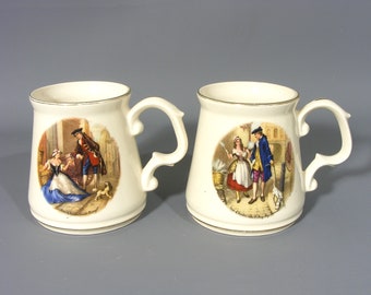 Pair Of Vintage Ashdale Pottery Mugs, Cries Of London Scenes, Pottery Tankards, Pair Of Mugs, Free UK Postage