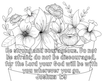 Hand-Drawn Bible Coloring Page – Joshua 1:9