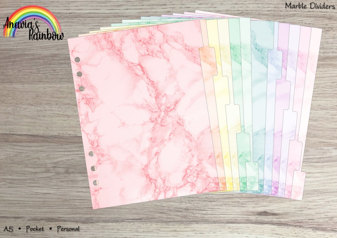 Six Ring Dividers With Blank Tabs Marble Etsy
