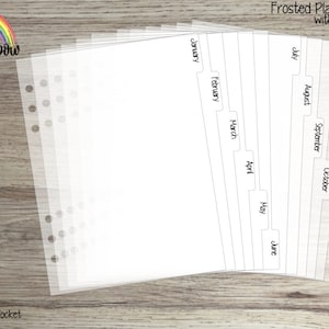 Frosted Plastic Dividers with tab stickers (not foiled) for Six Ring Planners
