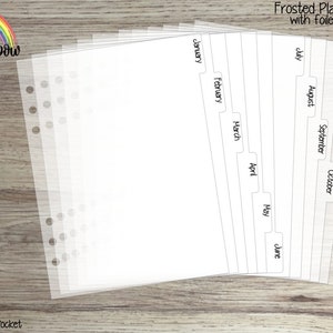 Frosted Plastic Dividers with foiled tab stickers for Six Ring Planners