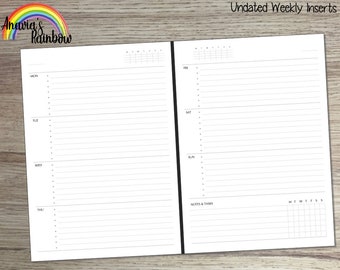 Weekly Undated Simplicity Inserts - Week on 2 Pages