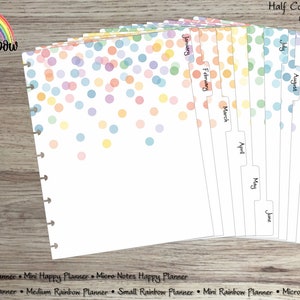 Confetti Half/Corner Dividers with tab stickers (NOT foiled) - for use with Happy Planner (TM) or Rainbow Planner