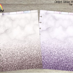 Printed Ombré Glitter Marble Dividers with Top Tabs (Blank Tabs) - for use with Happy Planner (TM) or Rainbow Planner